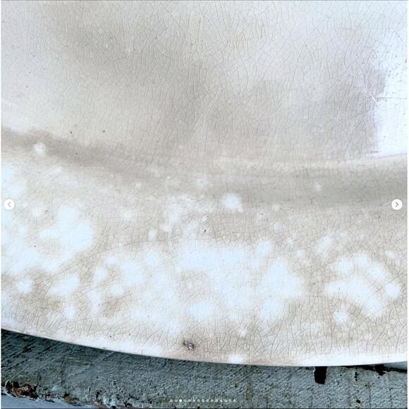 Antique Large Ironstone Platter Stained Crazed Toasty Flea Bites Cottage Core - Picture 3 of 10